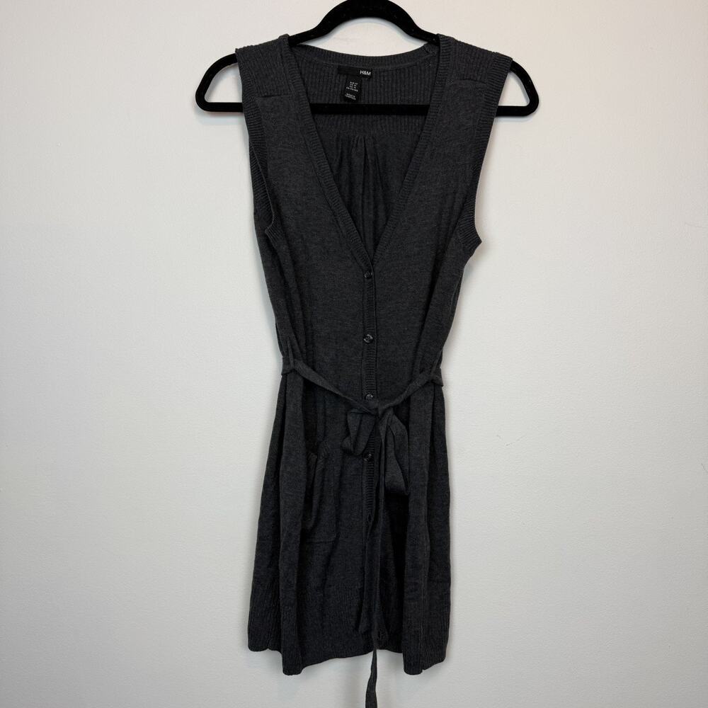 H&M sleeveless button down cardigan belted MD officewear casual lightweight